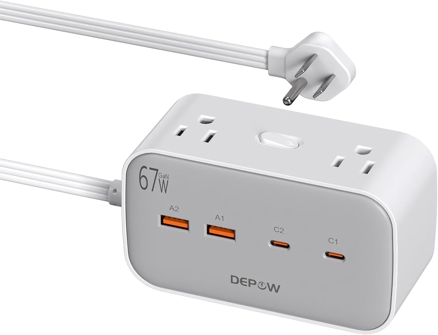 USB C Power Strip 67W, Surge Protector(1700 Joules) with 8 Outlets (1875W/15A) & 4 USB Ports, 6Ft Ultra Thin Flat Extension Cord, GaN Charging Station, Compatible with MacBook Pro, iPhone14 Pro