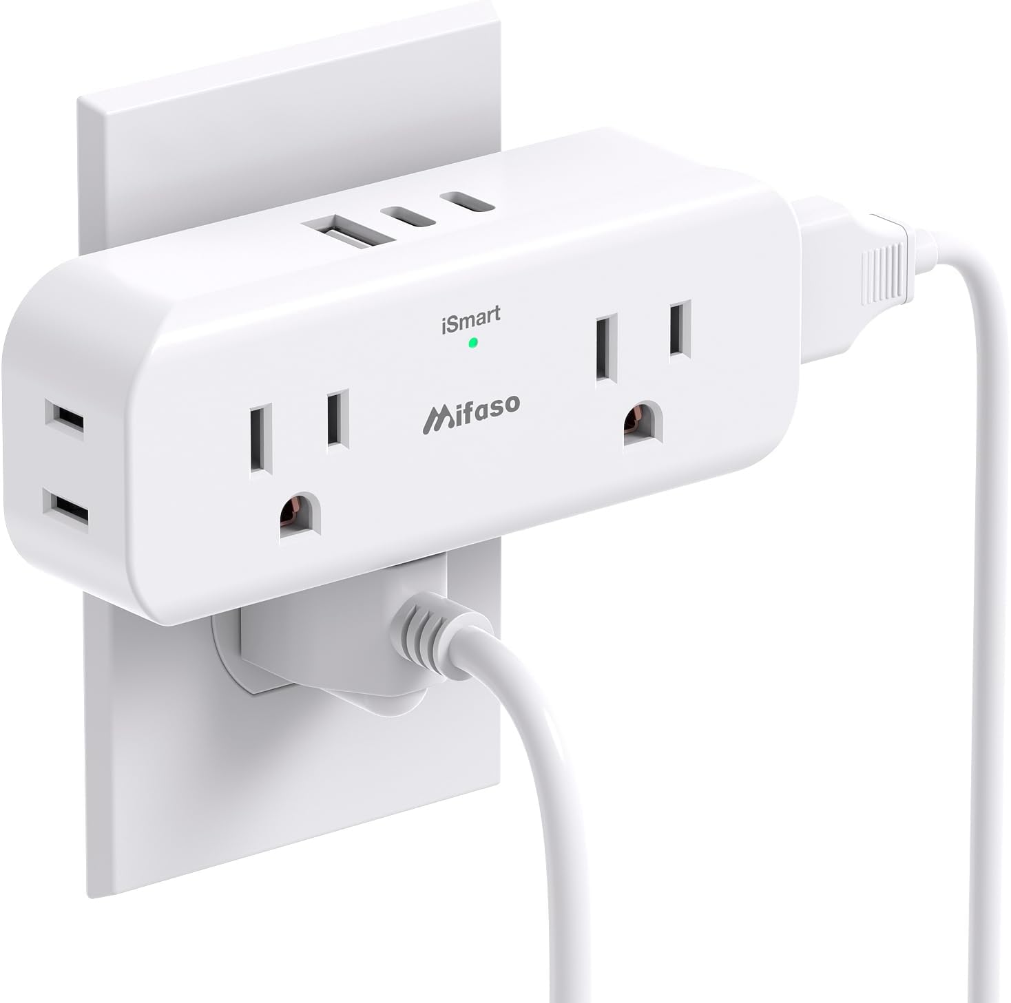 Outlet Extender, 4 Outlet Extension with 1 USB-A 2 USB-C Wall Charger, Multi Plug Outlet Splitter, Electric Wall Outet Expander for Travel, Home, Office, Dorm, Cruise Ship Essentials