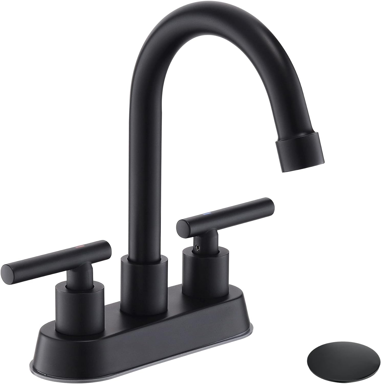 Black Bathroom Faucets, 2 Handle Bathroom Sink Faucet, 4-Inch Centerset Bathroom Sink Faucet with Pop Up Drain and Water Supply Lines Bathroom Faucet Black