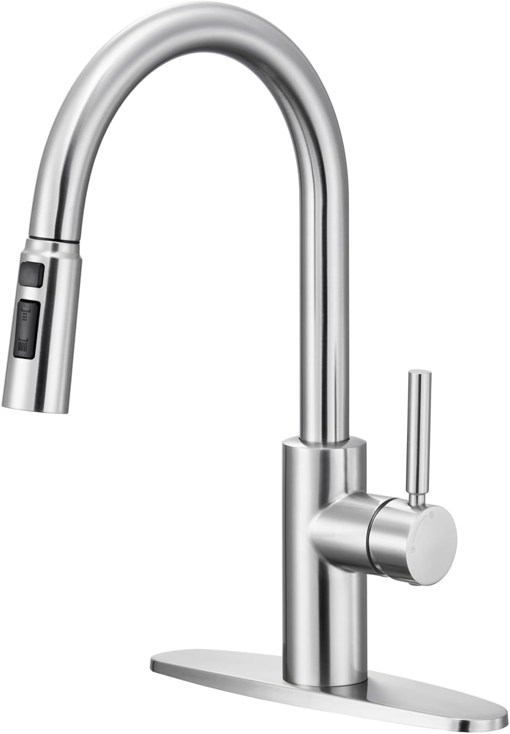 Kitchen Faucet with Pull Down Sprayer, Single Level Three Modes 304 Stainless Steel Kitchen Sink Faucets, Single Handle High Arc Brushed Nickel Pull Out Kitchen Faucet