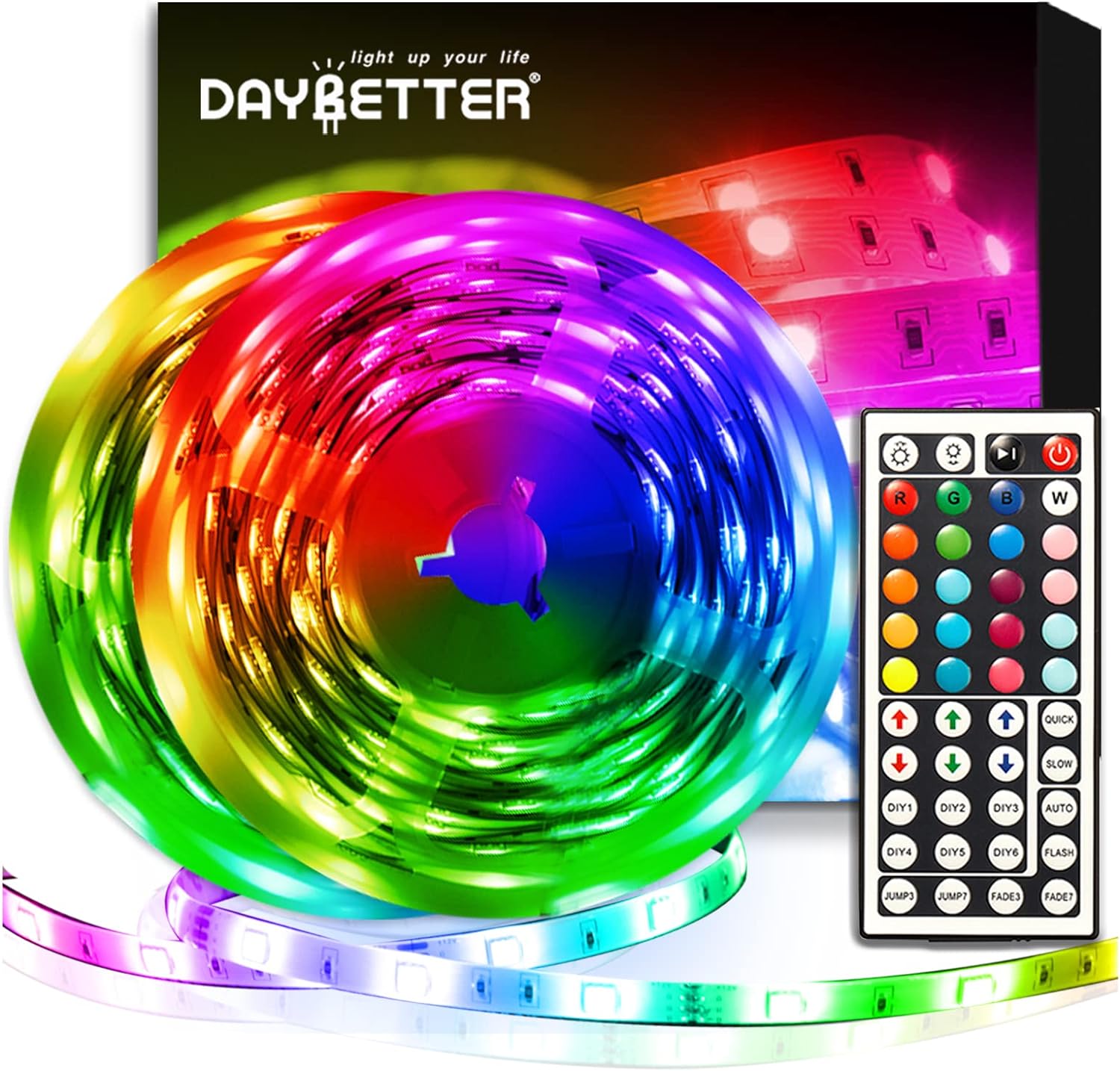 DAYBETTER Led Strip Lights 32.8ft Kit with Remote and Power Supply Color Changing