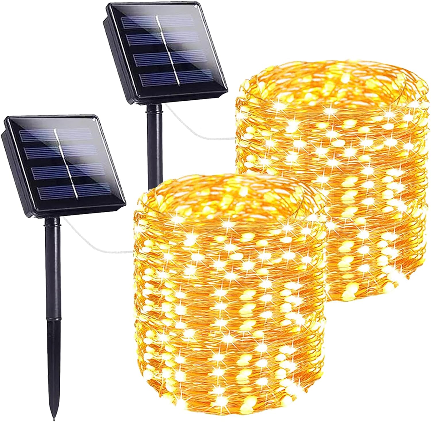 2 Pack Extra-Long Solar String Lights Outdoor, 144FT 400LED Waterproof Solar Fairy Lights Copper Wire with 8 Modes, Solar Twinkle Lights for Tree Garden Party Wedding Decor (Warm White)