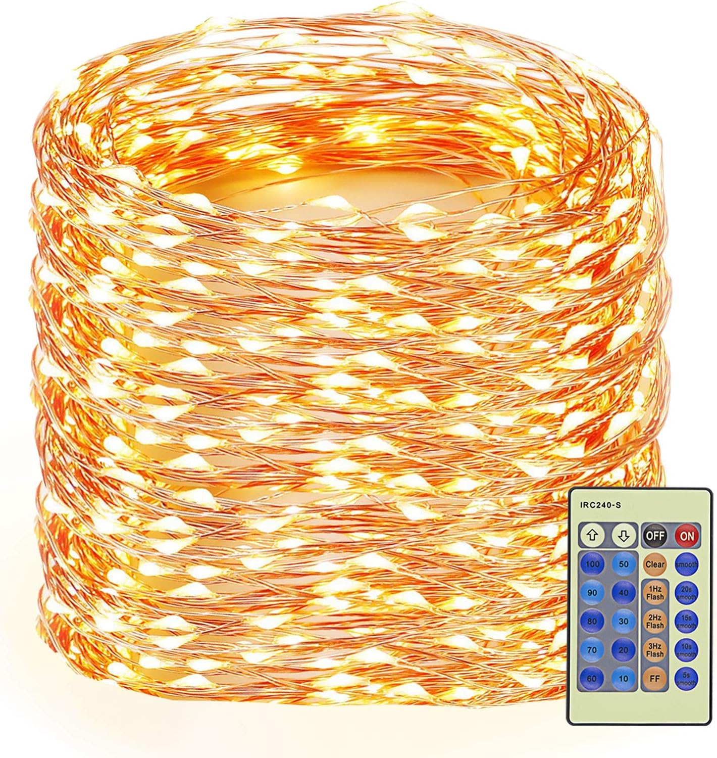 164FT 500LED Christmas Fairy String Lights Dimmable with Remote Control Copper Wire Starry Lights with UL Cerficated Decorative for Party Wedding Bedroom Christmas Tree Warm White