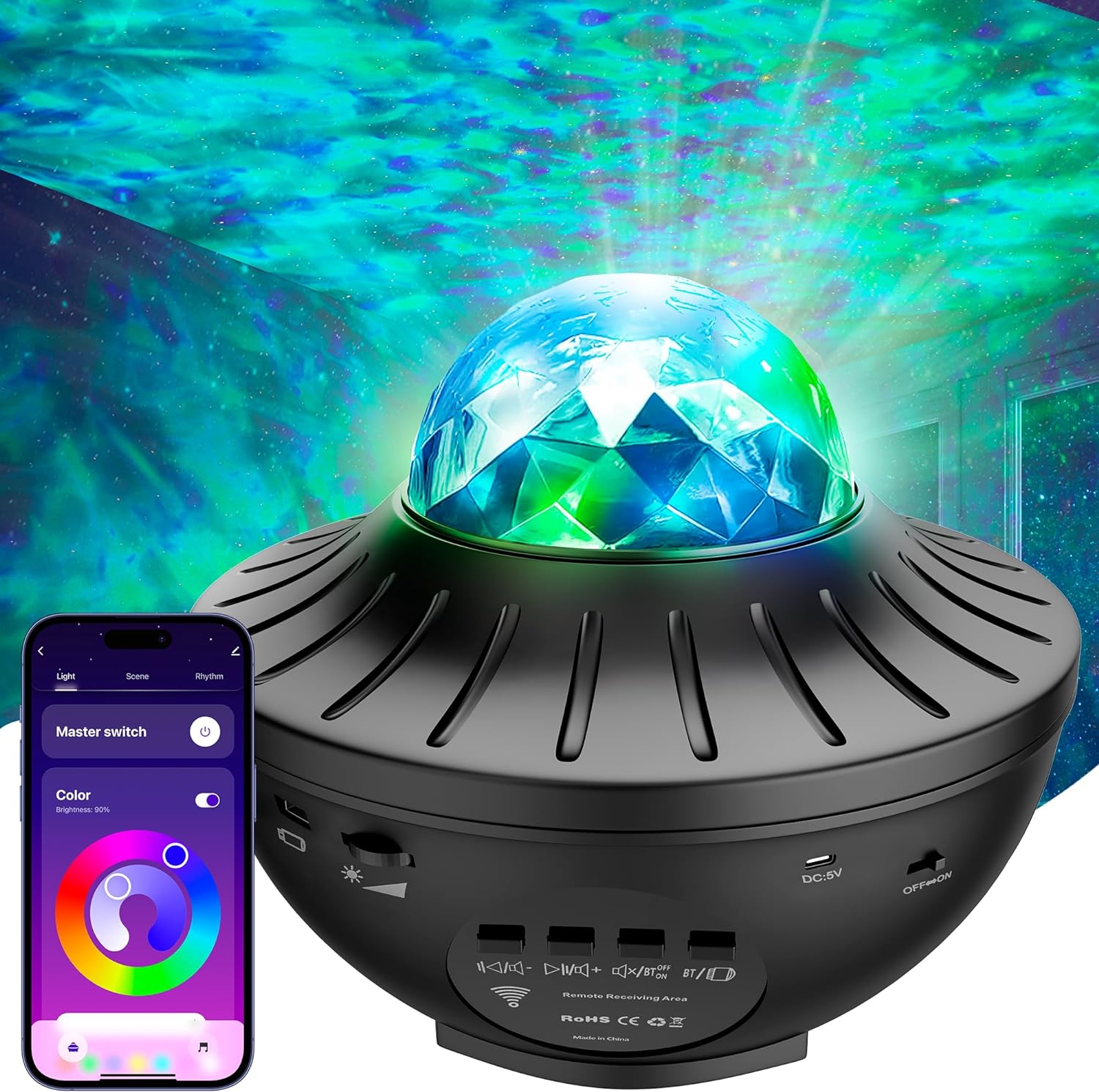 Galaxy Projector, Star Projector for Bedroom, Night Light Projector for Kids Home Gaming Room Decor Gifts, Bluetooth Speaker for Music, 21 Light Effects with Timer, APP