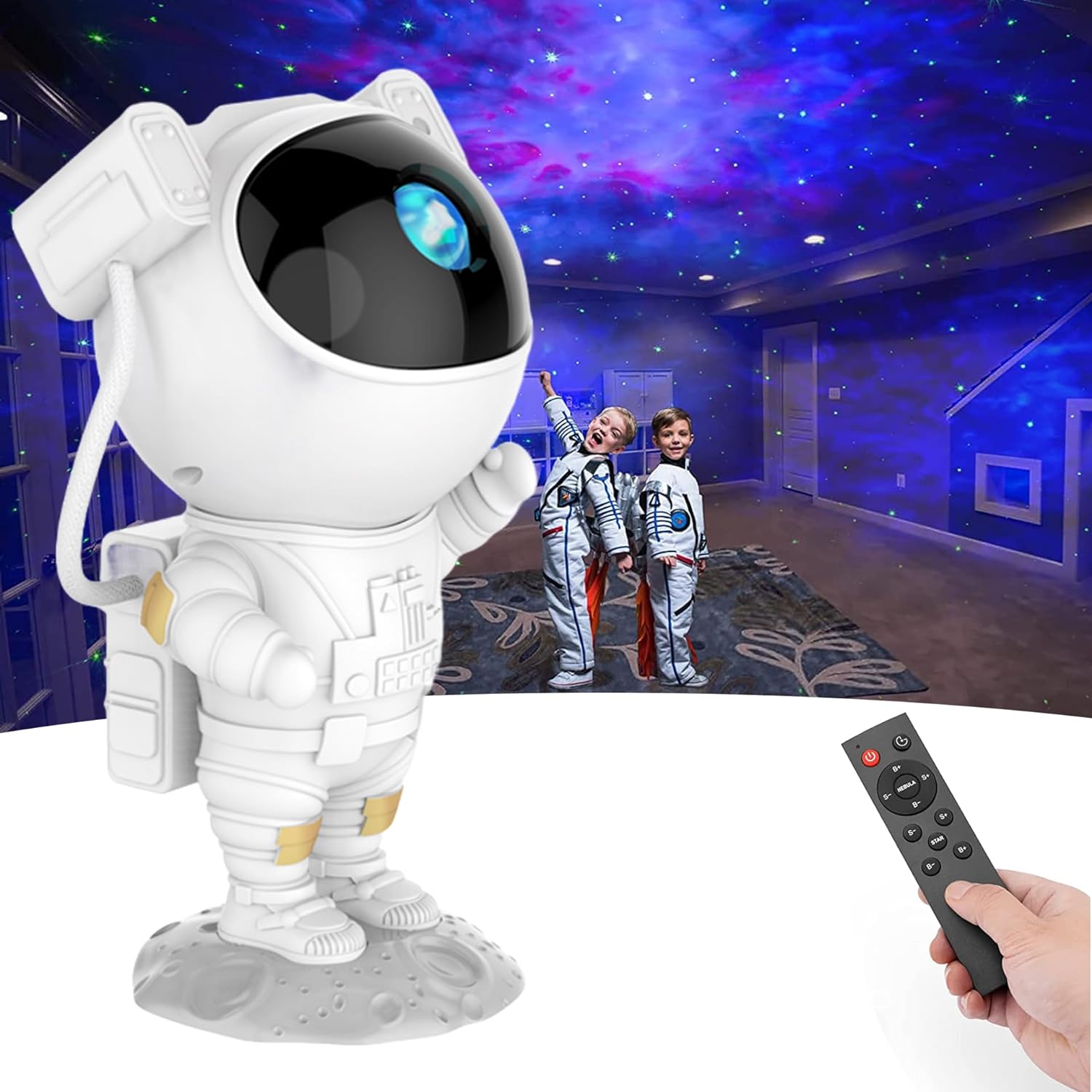 SFOUR Star Projector,Galaxy Night Light,Astronaut Starry Nebula Ceiling LED Lamp with Timer and Remote, Gift for Kids Adults for Bedroom, Birthdays,Christmas, Valentine' Day.(White)