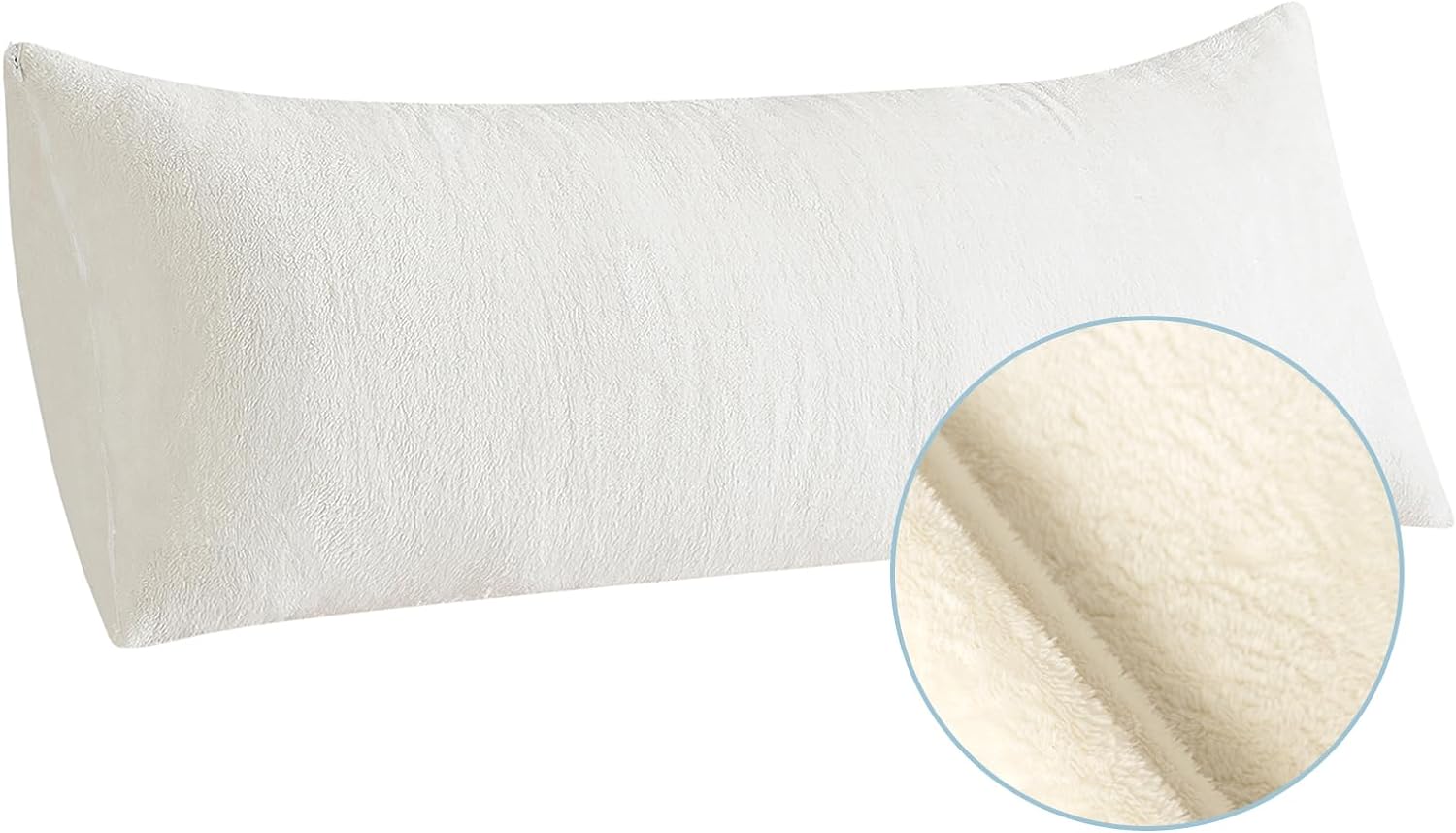 WhatsBedding Sherpa Body Pillows for Adults, Ultra Soft Faux Fur Body Pillow Cover with Envelope Closure, Fuzzy 21 x 54 Body Pillow Case, Fluffy Long Body Pillow Sham, 21x54,Beige