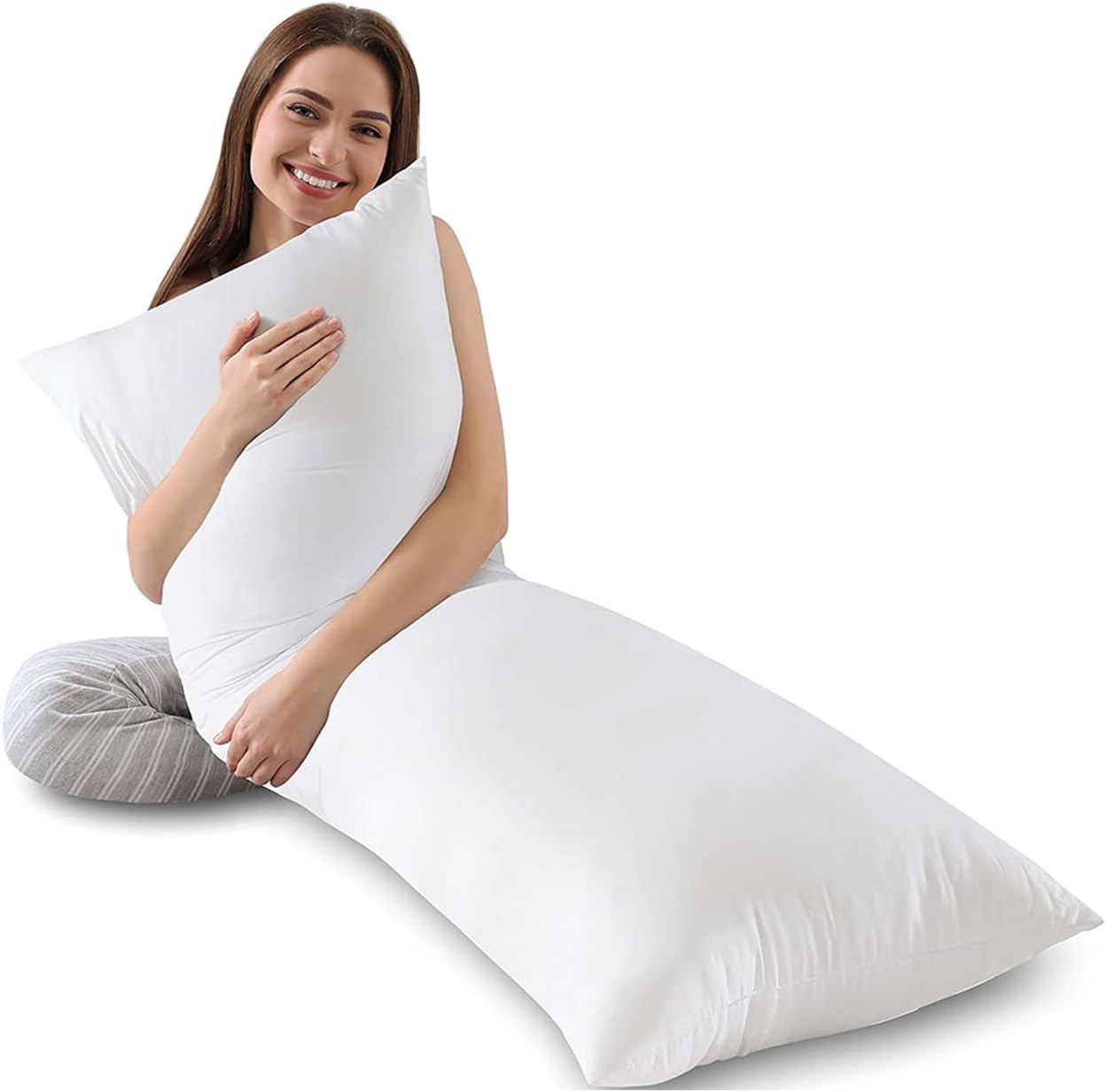 WhatsBedding Full Body Pillows for Adults - Long Body Pillow Insert for Sleeping - Soft Large Bed Pillows for Side Sleeper - Breathable &Machine Washble - 20x54 Inches, White