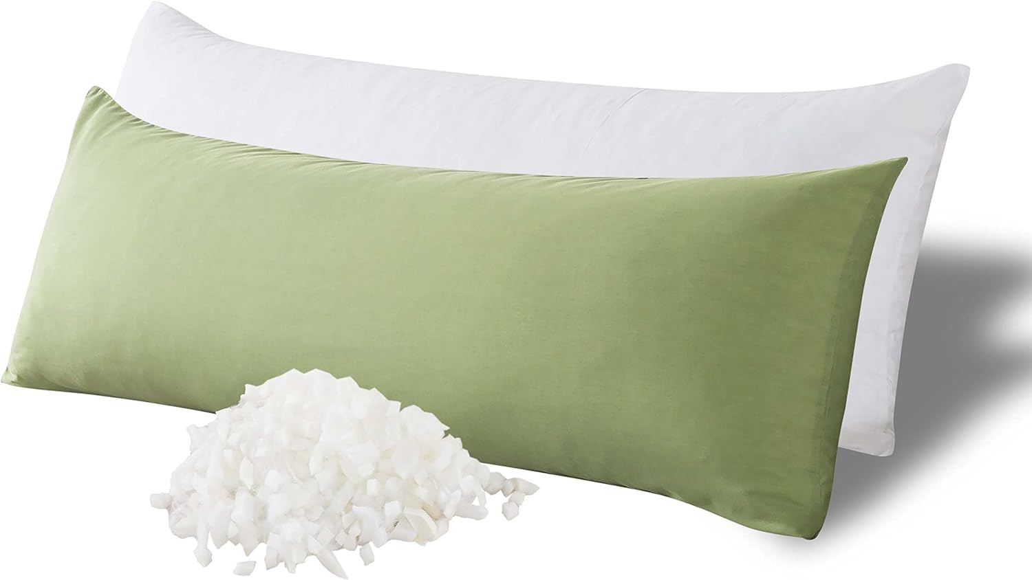 WhatsBedding Memory Foam Body Pillow with Breathable Zippered Cotton Cover, Full Body Pillow for Adults, Long Pillow for Sleeping, Firm Body Pillow Fluffy Supportive - Sage Green