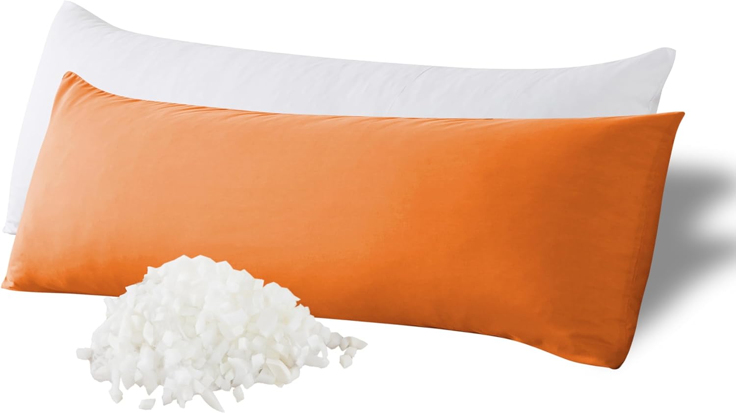 WhatsBedding Memory Foam Body Pillow with Breathable Zippered Cotton Cover, Full Body Pillow for Adults, Long Pillow for Sleeping, Firm Body Pillow Breathable Fluffy Supportive - Orange