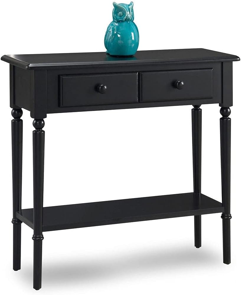 Leick Coastal Narrow Hall Stand/Sofa Table with Shelf, Swan Black