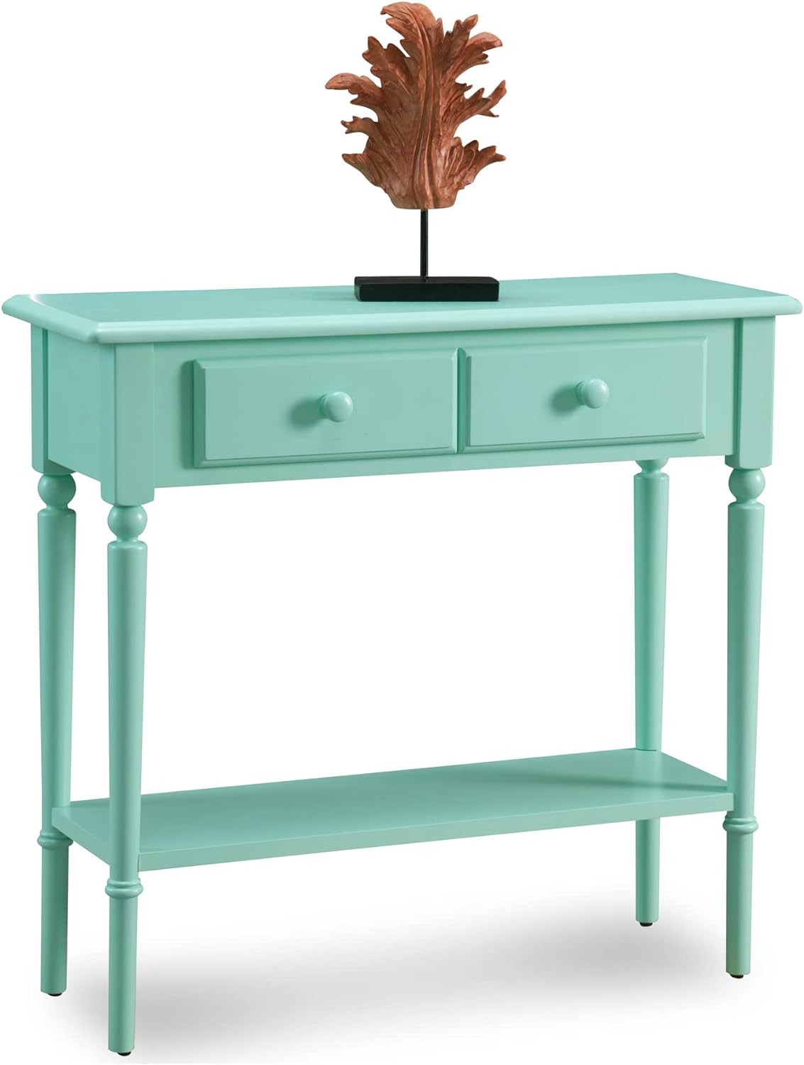 Leick Coastal Narrow Hall Stand/Sofa Table with Shelf, Kiwi Green