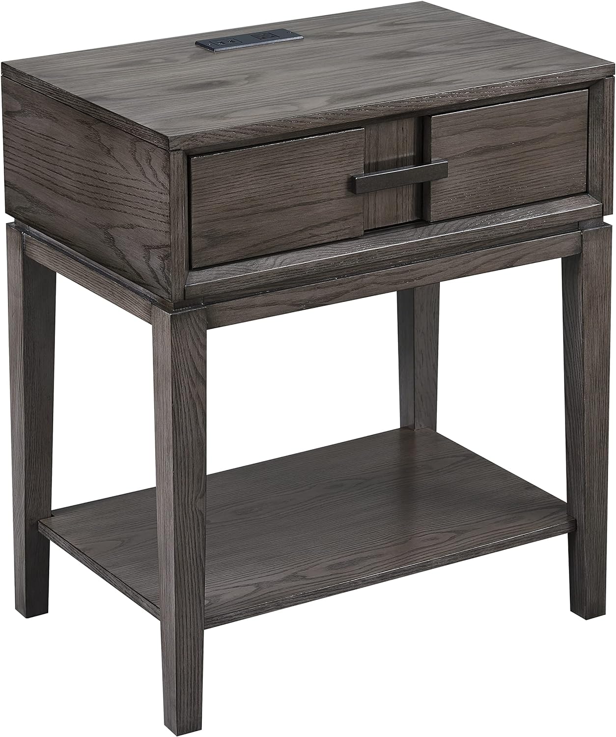 Leick Home Favorite Finds Nightstand with A/C and USB Fast Charging Port, 23.75 L x 15.75 W x 28 H, Gray