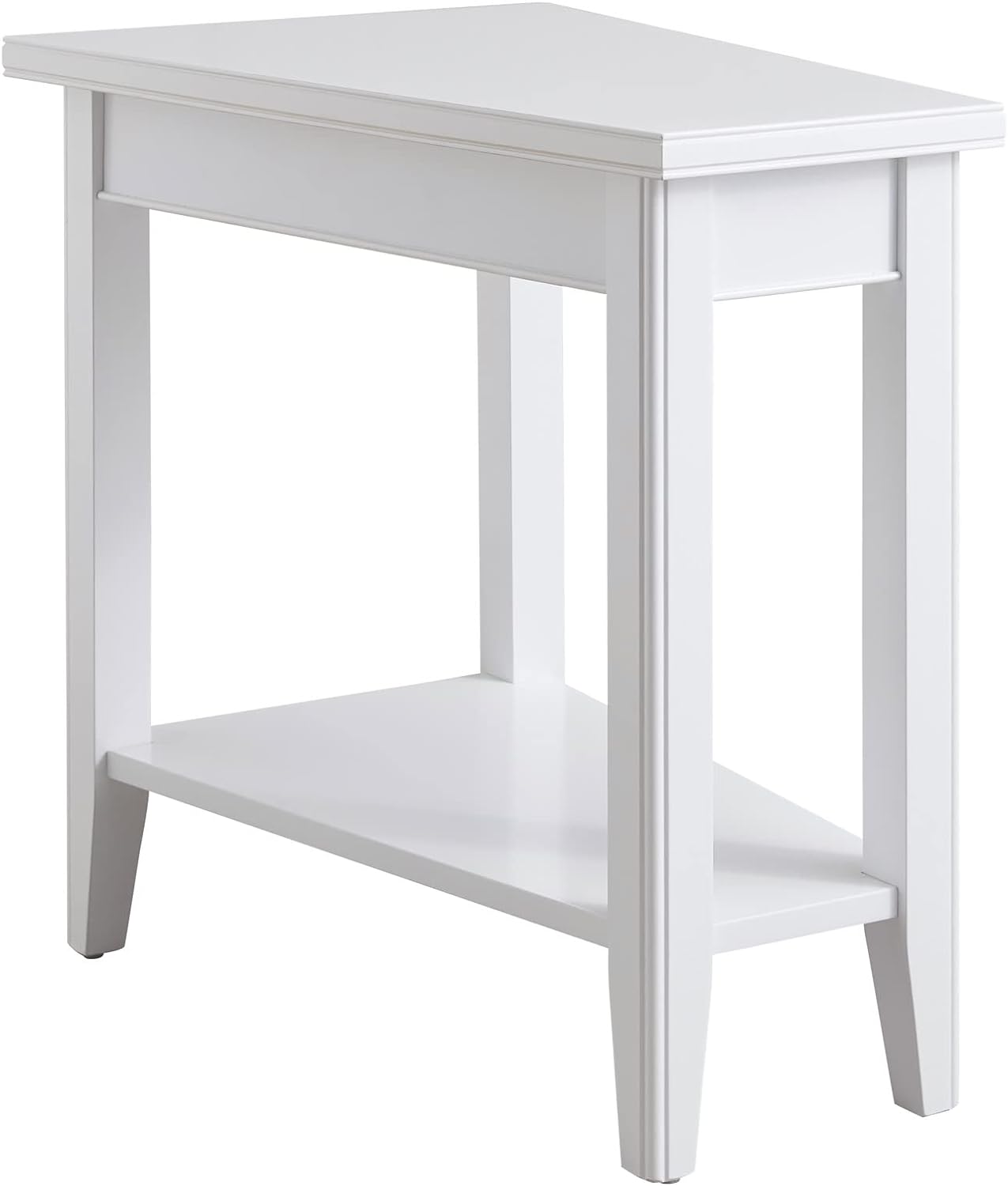 Leick Home Laurent Wedge Table with Shelf, 24 in x 17 in x 24 in, Orchid White