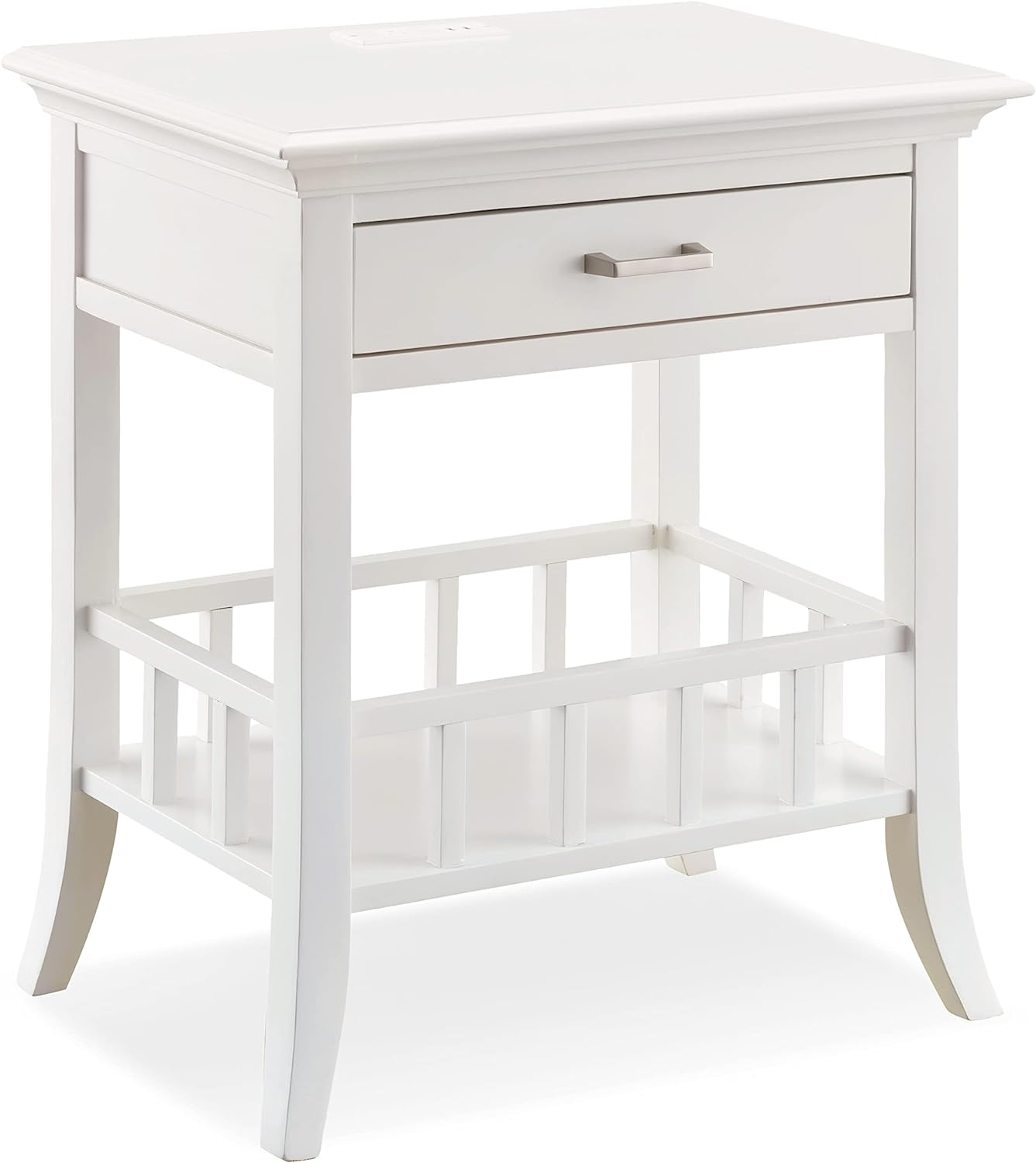 Leick Home Basket Shelf White Night Stand Nightstand