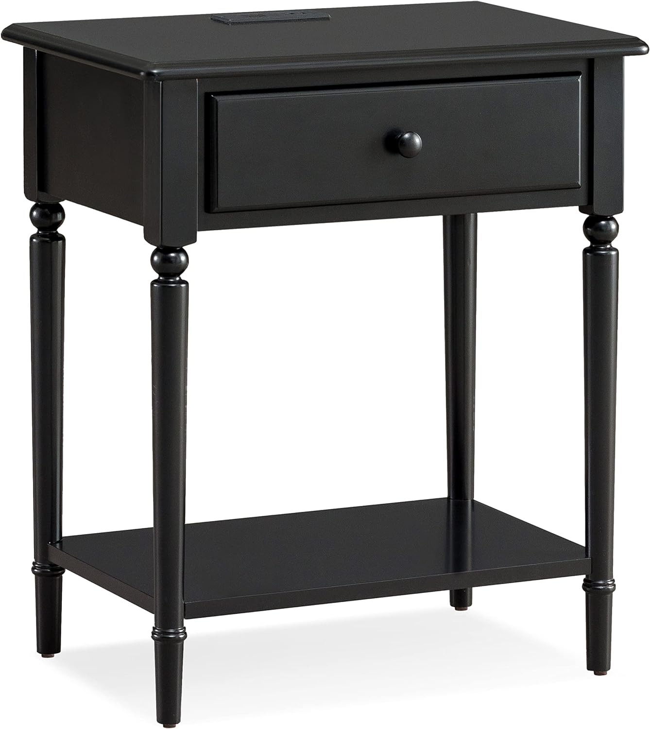 Leick Home Coastal Nightstand Fast Charging, A/C and USB Port, 24 L x 16 W x 28 H, wan Black