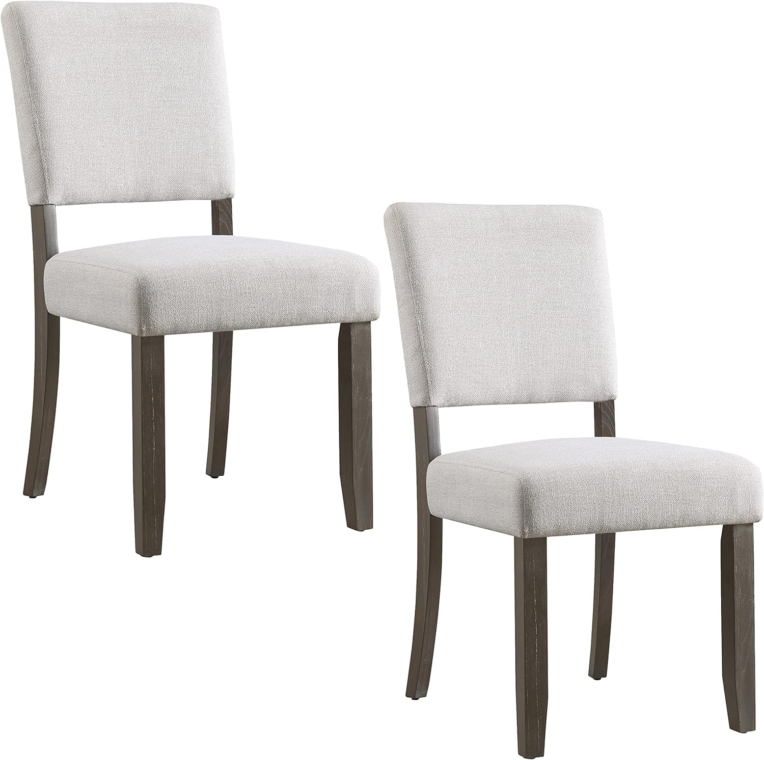 Leick Home 10186BB/HG Upholstered Back Dining Chair with Wood Base, Set of 2, for Dining Room, Blackbean and Heather Gray