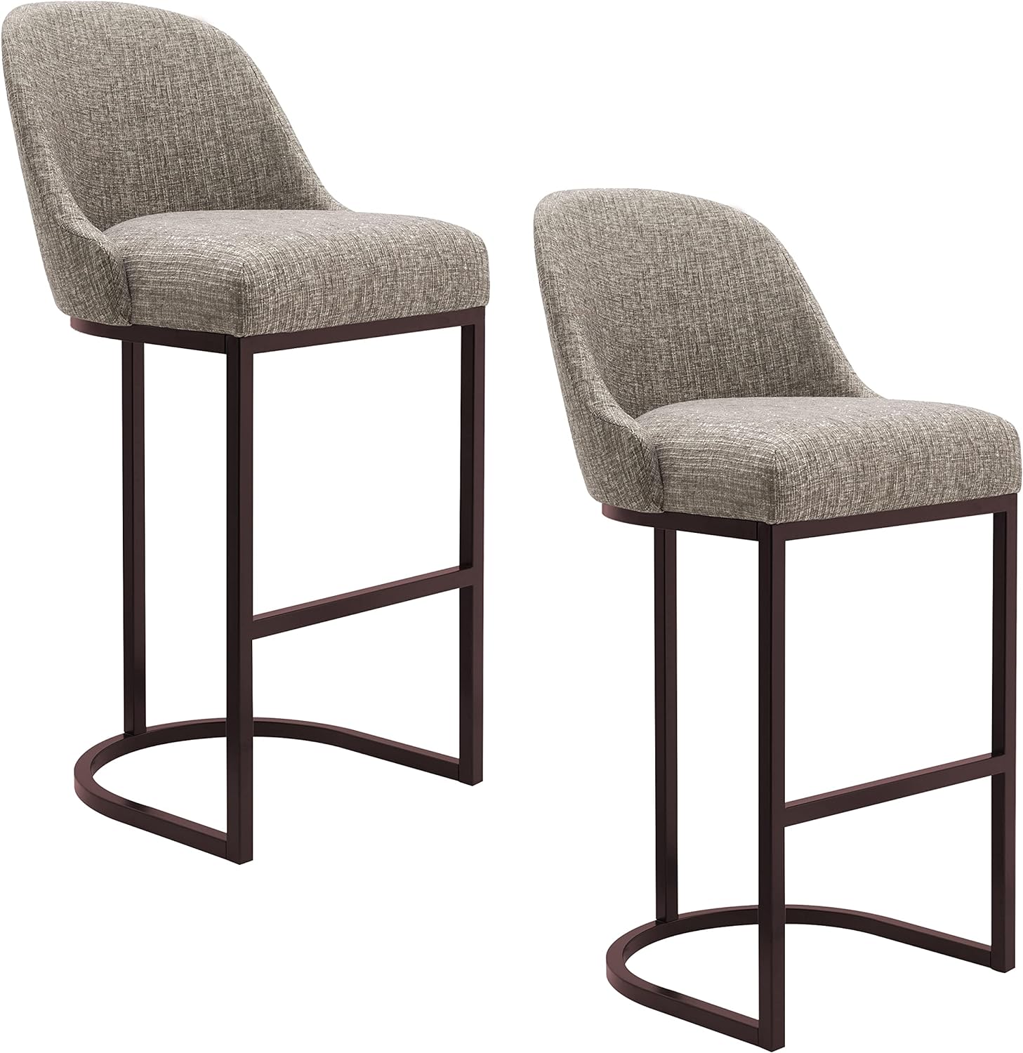 Leick Furniture Barrelback Bar Stool (Set of 2), Gray Linen