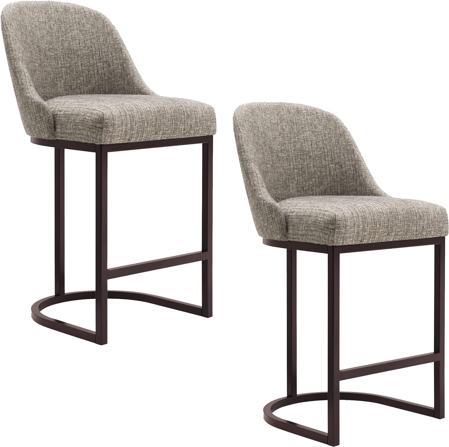 Leick Furniture Barrelback Counter Stool Set of 2, Gray Linen