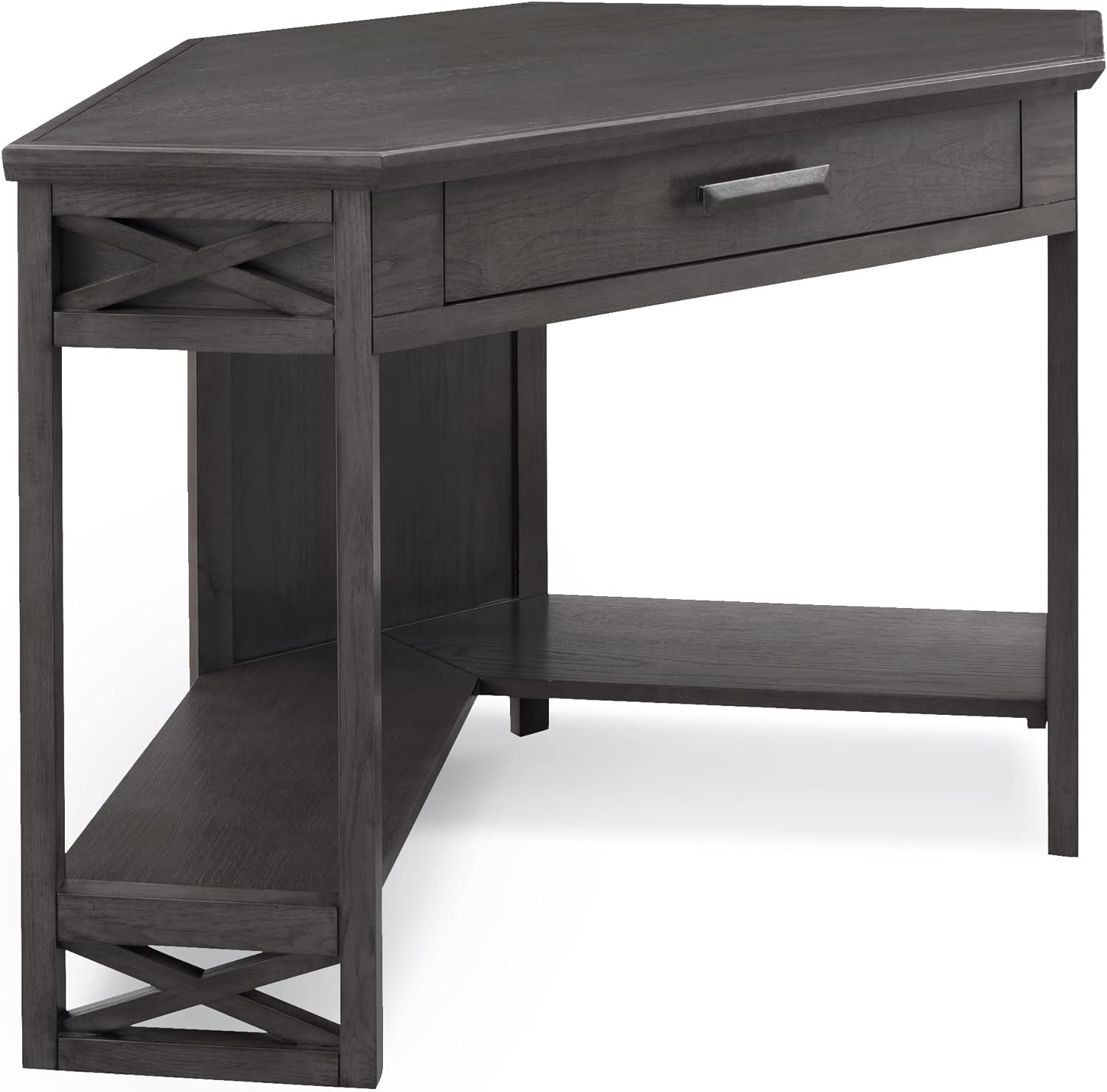 Leick Home Riley Holliday Computer Desk with Dropfront Keyboard Drawer, FURNITURE, Smoke Gray