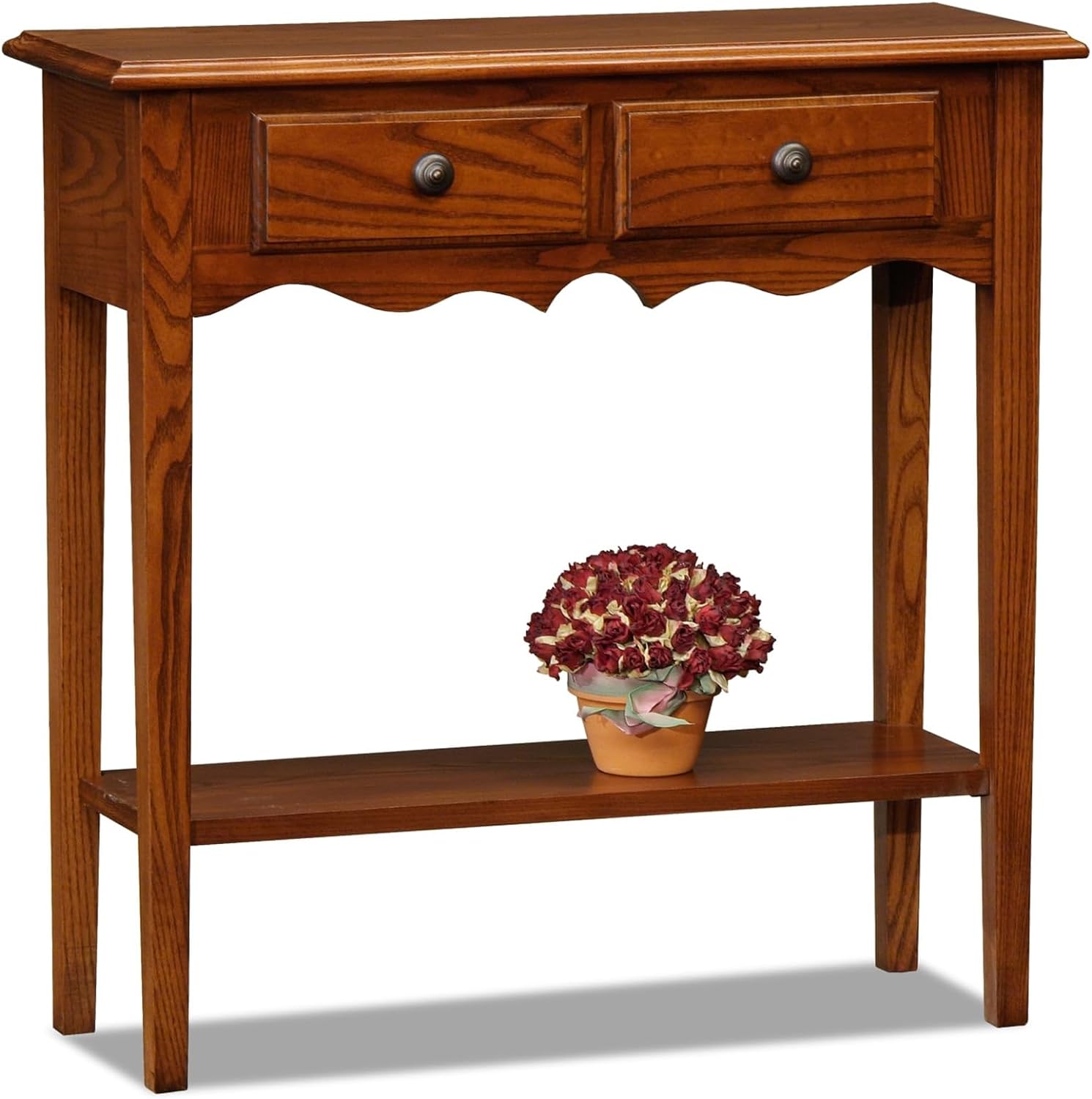 Leick Home Favorite Finds Small Console Table with 2 Storage Drawers and Hand Applied Finish, Medium oak/oil rubbed bronze