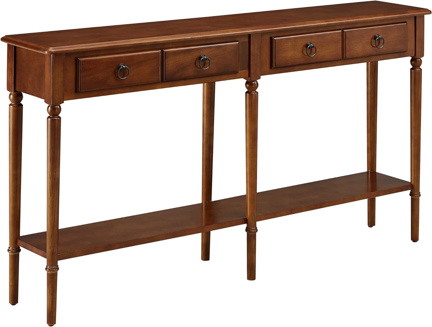 Leick Home Coastal Two Drawers Console Table, 11D x 58W x 31.5H in, Pecan