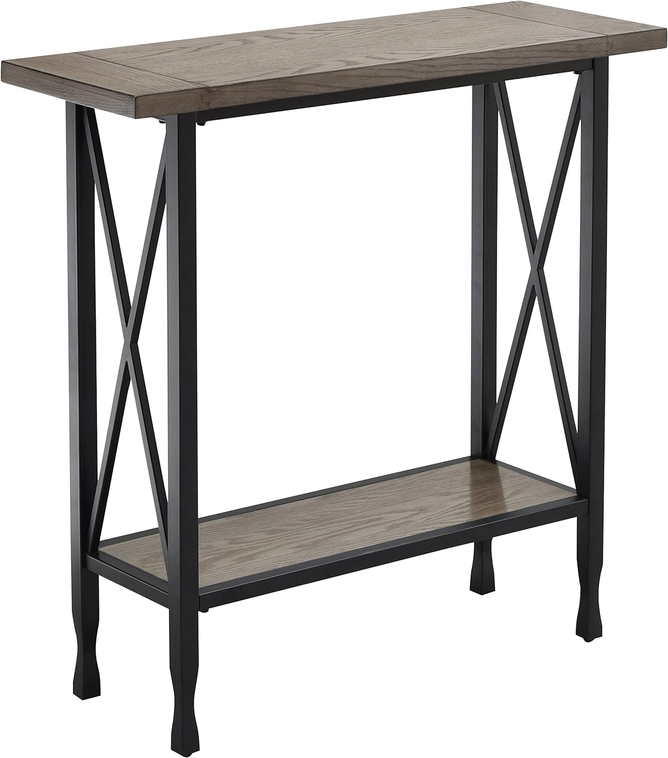 Leick Home 23005 Chisel & Forge Narrow Recliner Side Table with Shelf, Gray/Matte Black