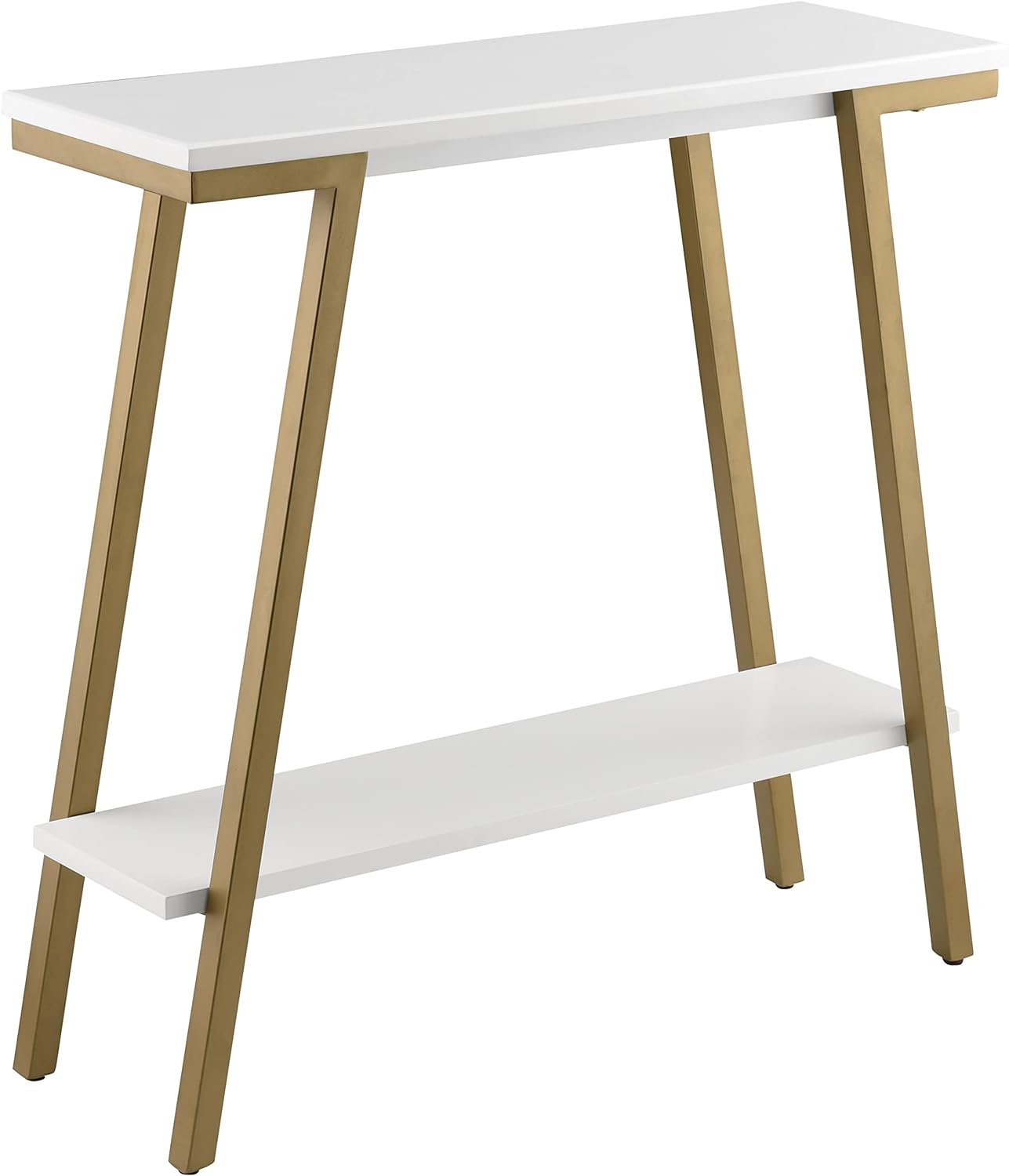 Leick Home 11431-WT Mixed Metal and Wood Hall Console Sofa Table, White/Gold 30 in x 10 in x 30 in, no drawer