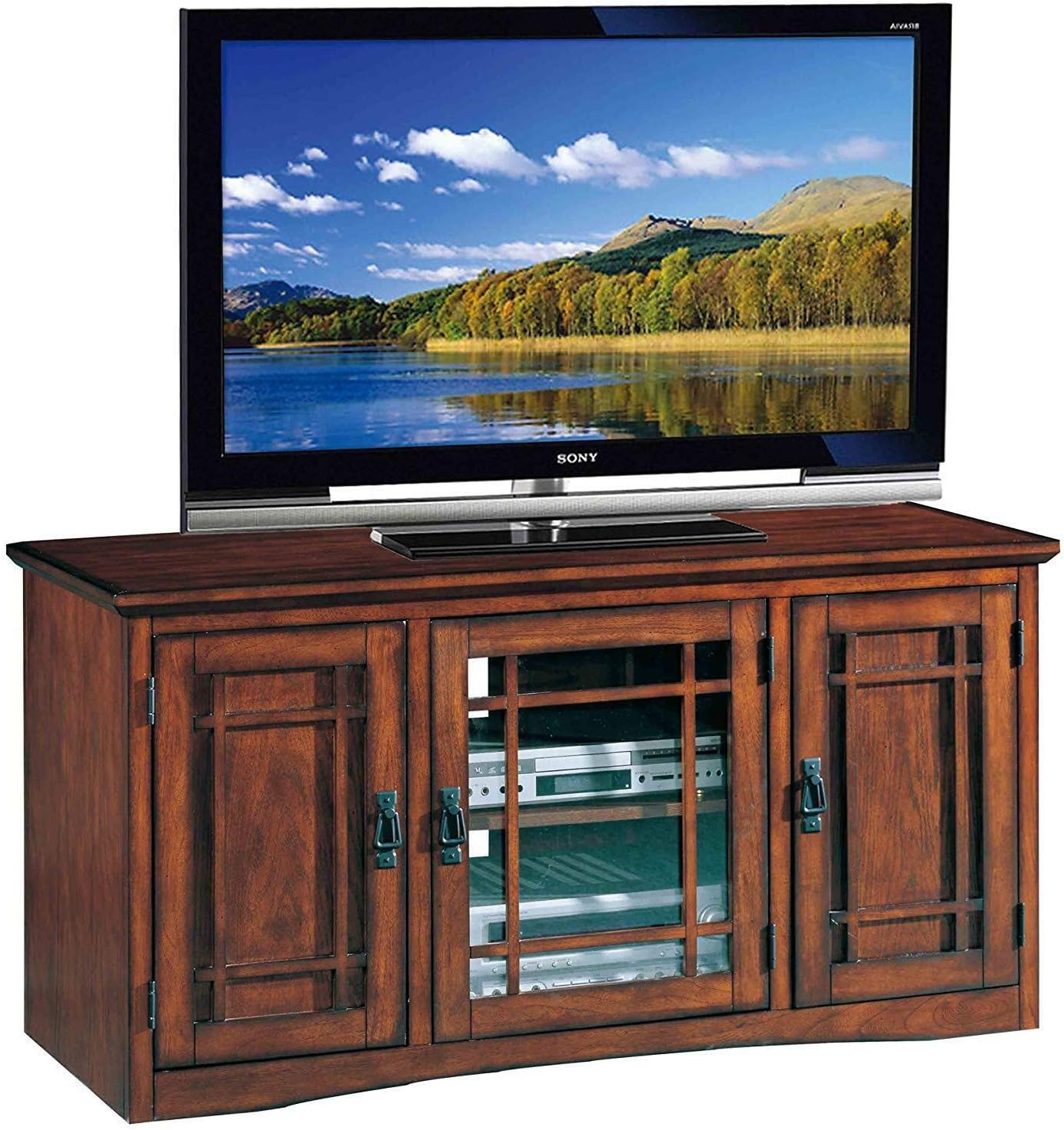 Leick Home Riley Holliday Mission Tall TV Stand, 50-Inch, Oak