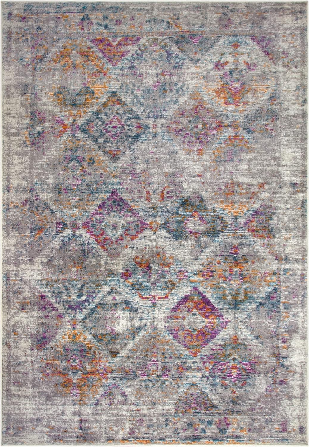 Leick Home 596205 Calian Vintage Multicolor Patchwork Boho Chic Faded Living Room Bedroom Area Rug Rectangle 5'3 x 7'7