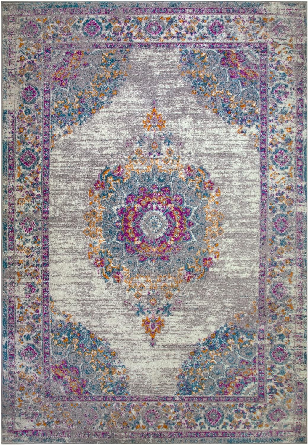 Leick Home 596114 Oryn Vintage Multicolor Medallion Boho Chic Living Room Bedroom Area Rug Rectangle 5'3 x 7'7