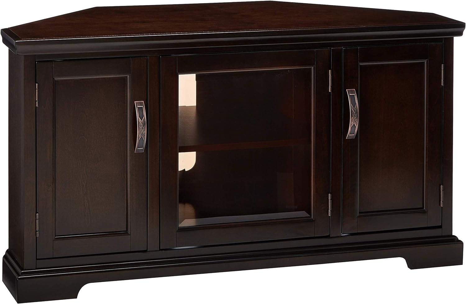 Leick Home SINCE 1916 Riley Holliday Corner TV Stand with Storage, 46-Inch, Chocolate