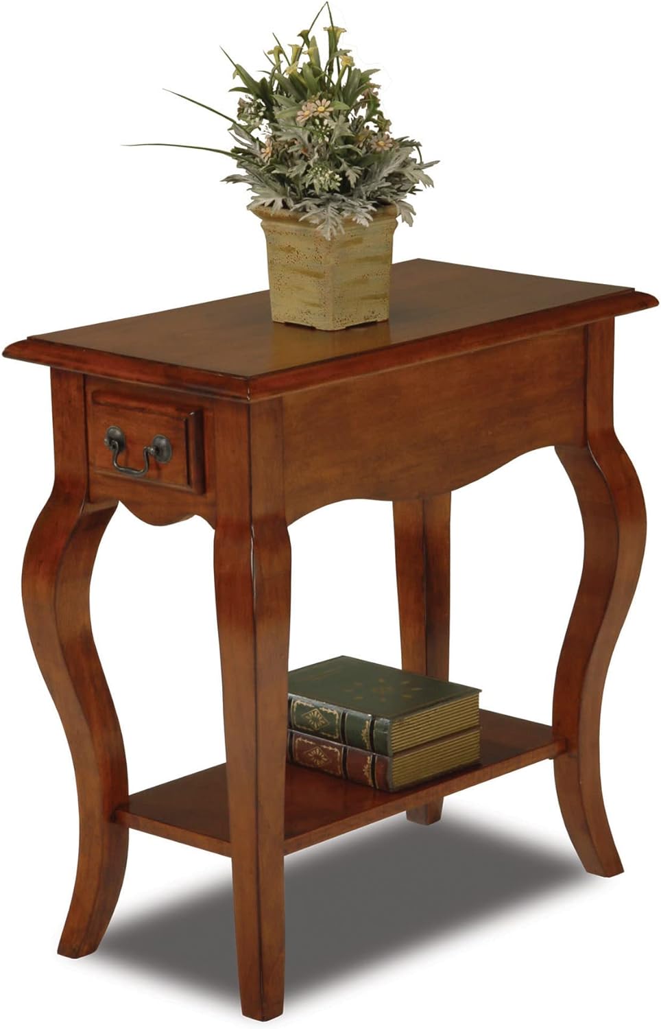 Leick Chair Side End Table, Brown Cherry Finish