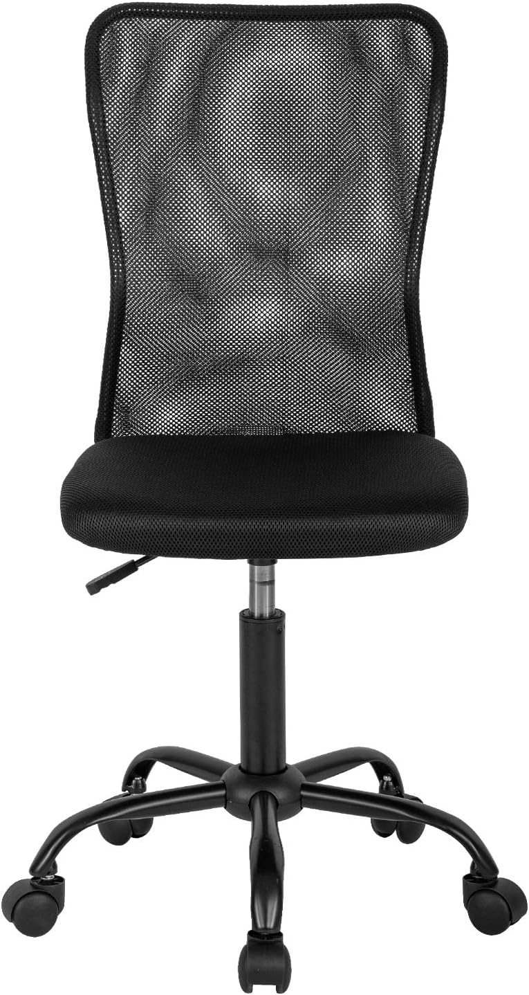 BestMassage Office Chair Cheap Desk Chair Mesh Computer Chair with Lumbar Support No Arms Swivel Rolling Executive Chair for Back Pain,Black 1 Pack