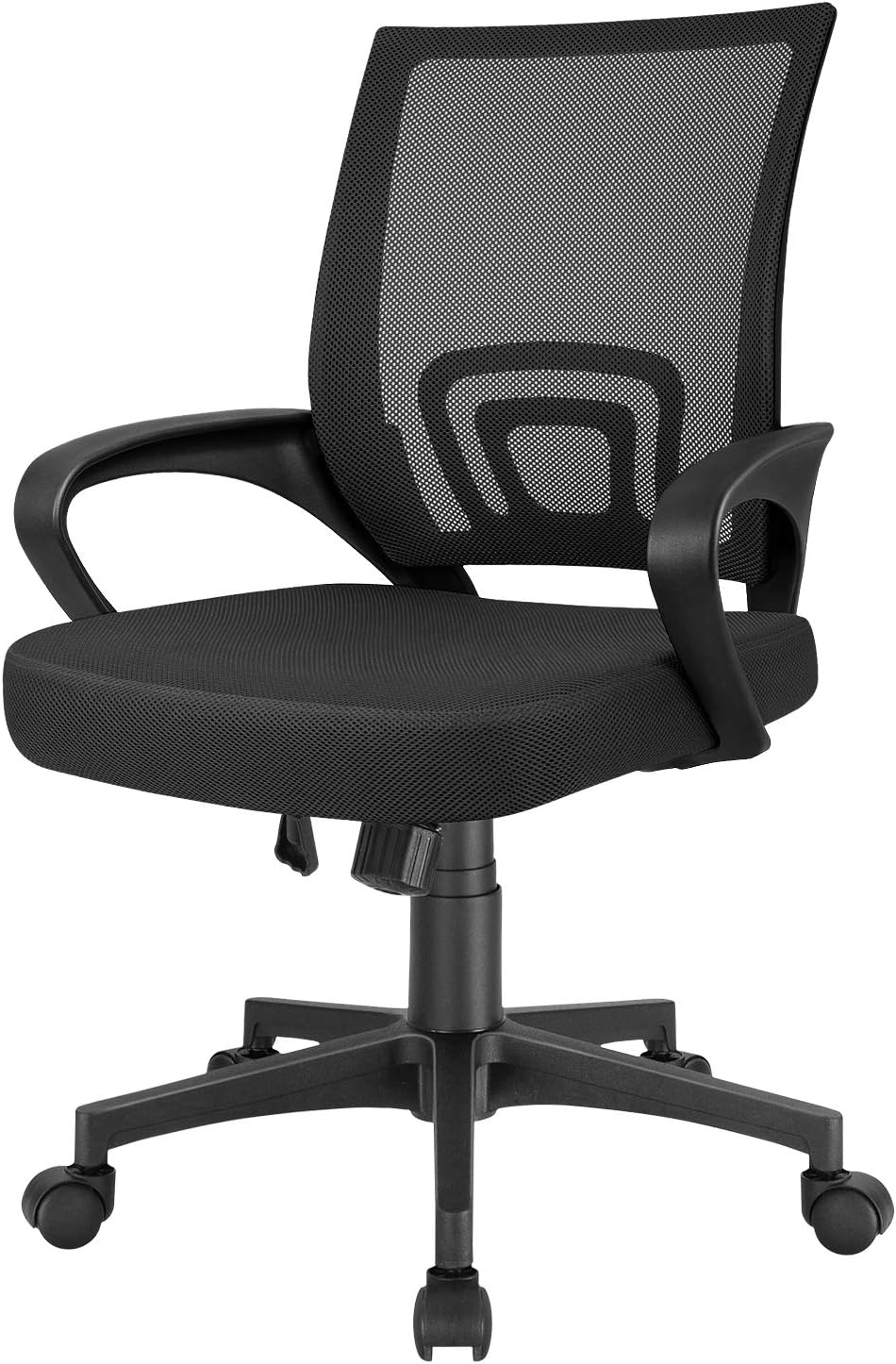 Furmax Office Ergonomic Desk Mesh Computer, Mid Back Swivel Task Executive Chair with Lumbar Support and Armrests, Black