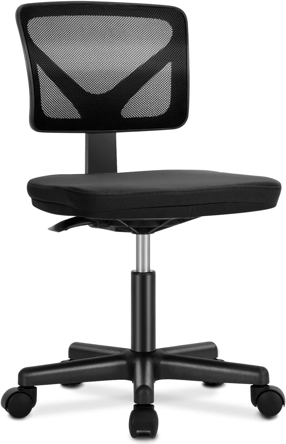 DUMOS Armless Desk Chairs with Wheels Cute Home Office Chair No Arms, Ergonomic Adjustable Swivel Rolling Task Chair, Comfy Mesh Mid Back Computer Work Vanity Chair for Small Spaces