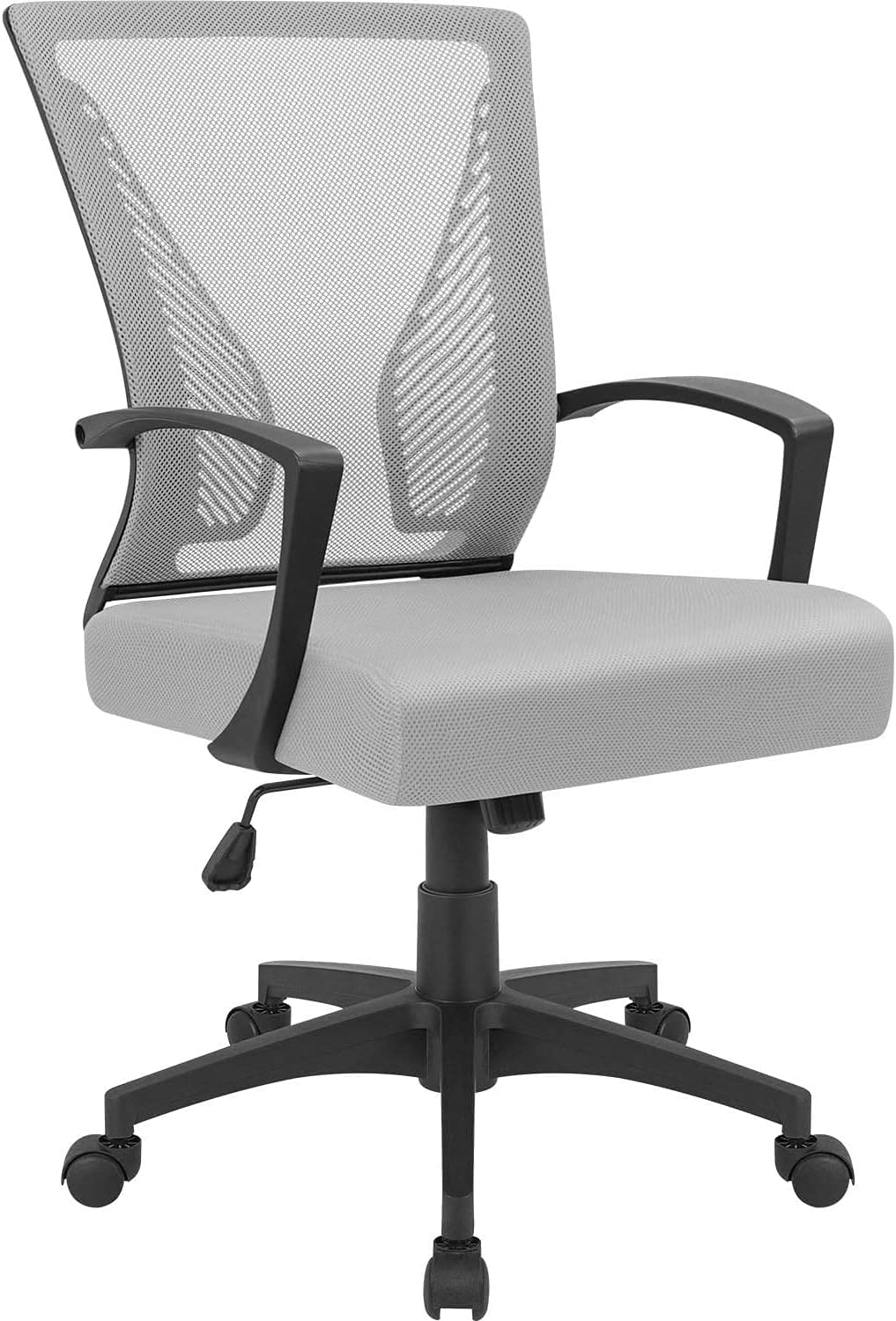 Ergonomic Grey Office Clearance Mesh Computer Lumbar Support Mid Back Study Desk Modern Executive Task Chair Cheap Adjustable Swivel, 19.8 x 19.8 x 38.8