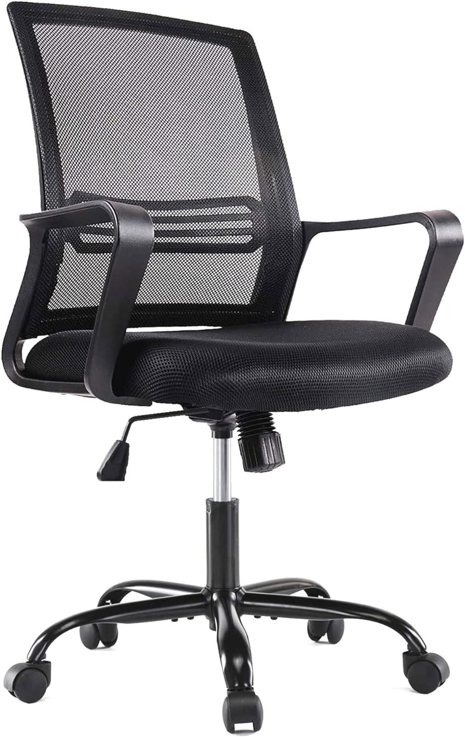 Smugdesk Ergonomic Mid Back Breathable Mesh Swivel Desk Chair with Adjustable Height and Lumbar Support Armrest for Home, Office, and Study, Black