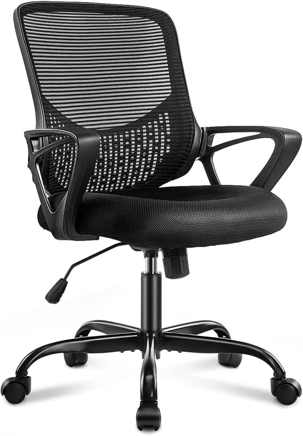 JHK Ergonomic Office Home Desk Mesh Fixed Armrest, Executive Computer Chair with Soft Foam Seat Cushion and Lumbar Support, Black