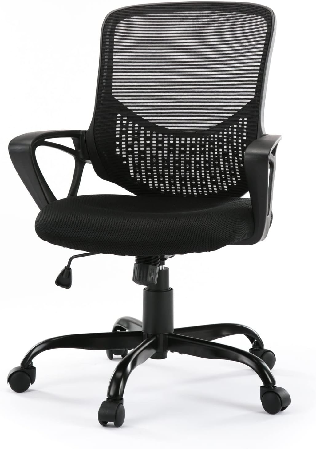 Office Chair Mesh Mid-Back Height Adjustable Swivel Chair Ergonomic Computer Desk Chair with Armrest for Home, Black