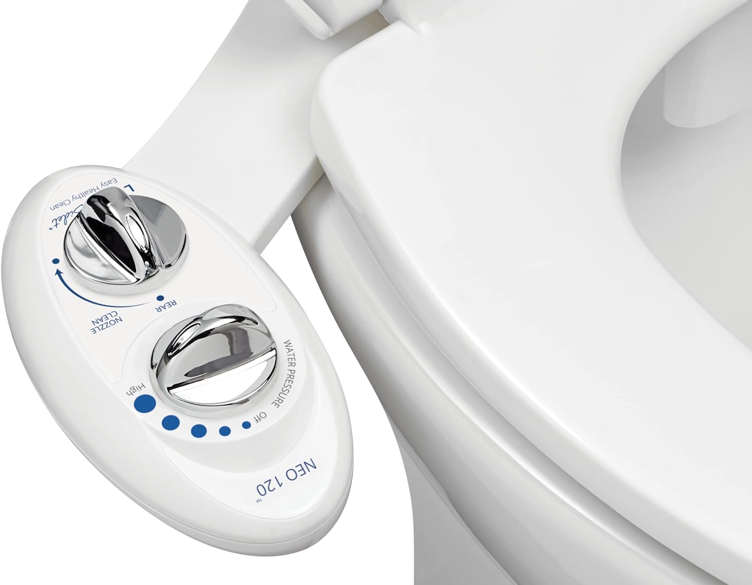 LUXE Bidet NEO 120 - Self-Cleaning Nozzle, Fresh Water Non-Electric Bidet Attachment for Toilet Seat, Adjustable Water Pressure, Rear Wash (White)