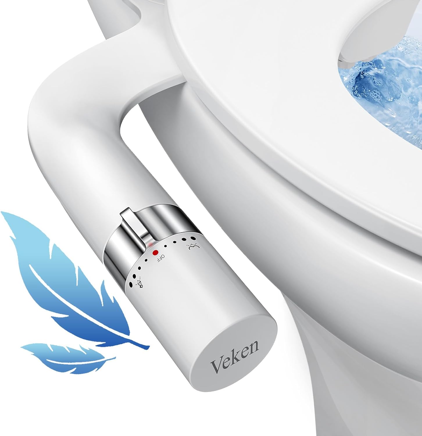 Veken Ultra-Slim Bidet, Non-Electric Dual Nozzle (Posterior/Feminine Wash) Fresh Water Sprayer, Adjustable Water Pressure, Bidet for Toilet Seat Attachment, Stainless Steel Inlet Badays