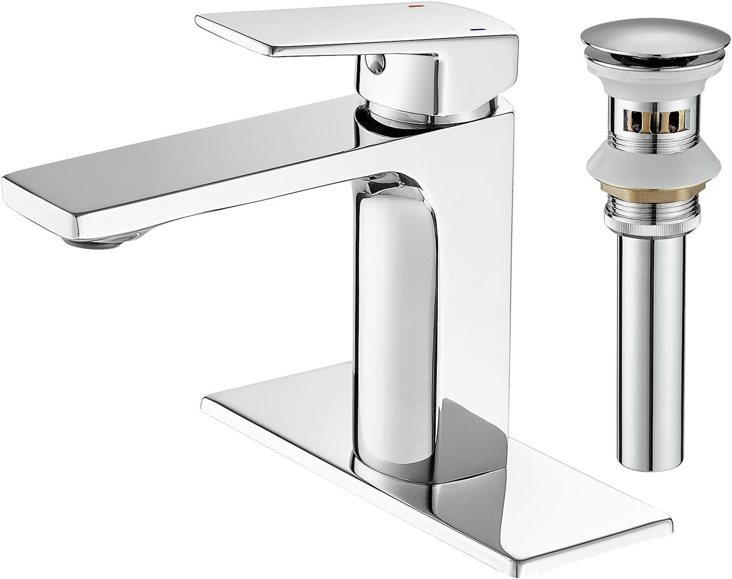 VOTON Chrome Bathroom Faucet Single Handle Bathroom Sink Faucet Lavatory Vanity Faucet with Pop Up Drain & Deck Plate 1 or 3 Hole Bathroom Faucet