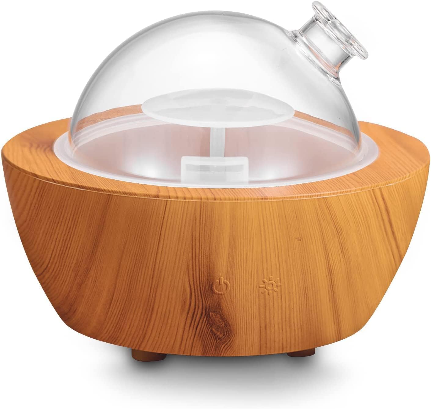 280ml Glass Essential Oil Diffuser Wood Grain Base Air Aroma Diffuser for Aromatherapy Cool Mist Humidifier with Safe Auto Shut-Off and 2 Mist Modes & 7 Color LED Night Lights for Home Office Room