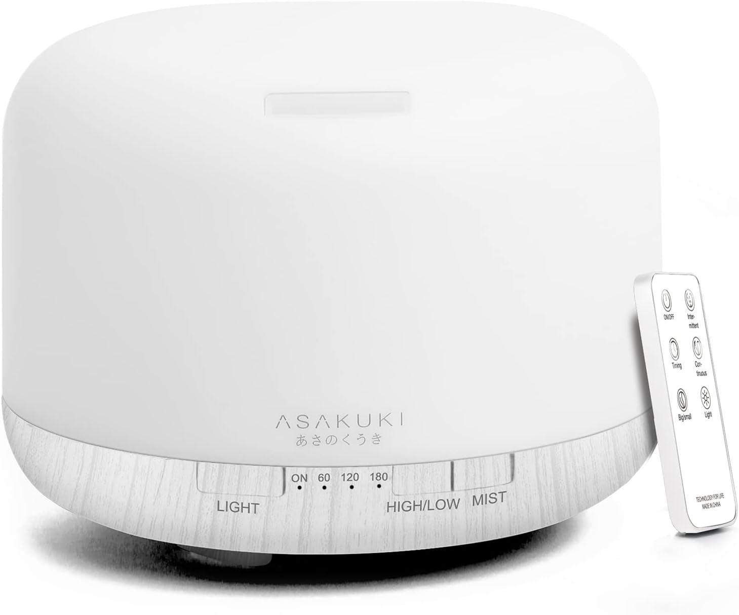 ASAKUKI 500ml Premium Essential Oil Diffuser with Remote Control, 5 in 1 Ultrasonic Aromatherapy Fragrant Oil Humidifier Vaporizer, Timer and Auto-Off Safety Switch (White)