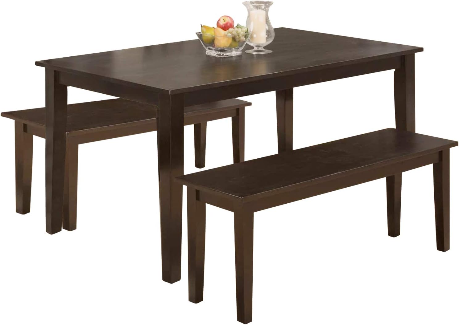 Modern 45 Inch Dining Table Set Solid Wood Kitchen Table with Two Benchs Dining Room Table Set for Small Spaces Table Home Furniture Rectangular