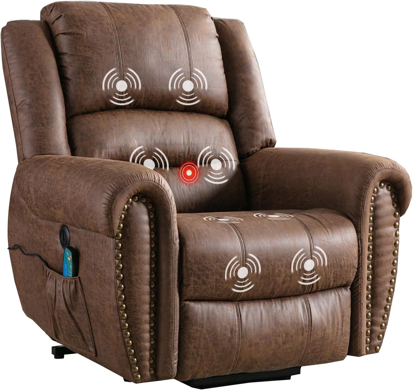 Power Lift Chair for Elderly, Leather Electric Living Room Recliner, Brown