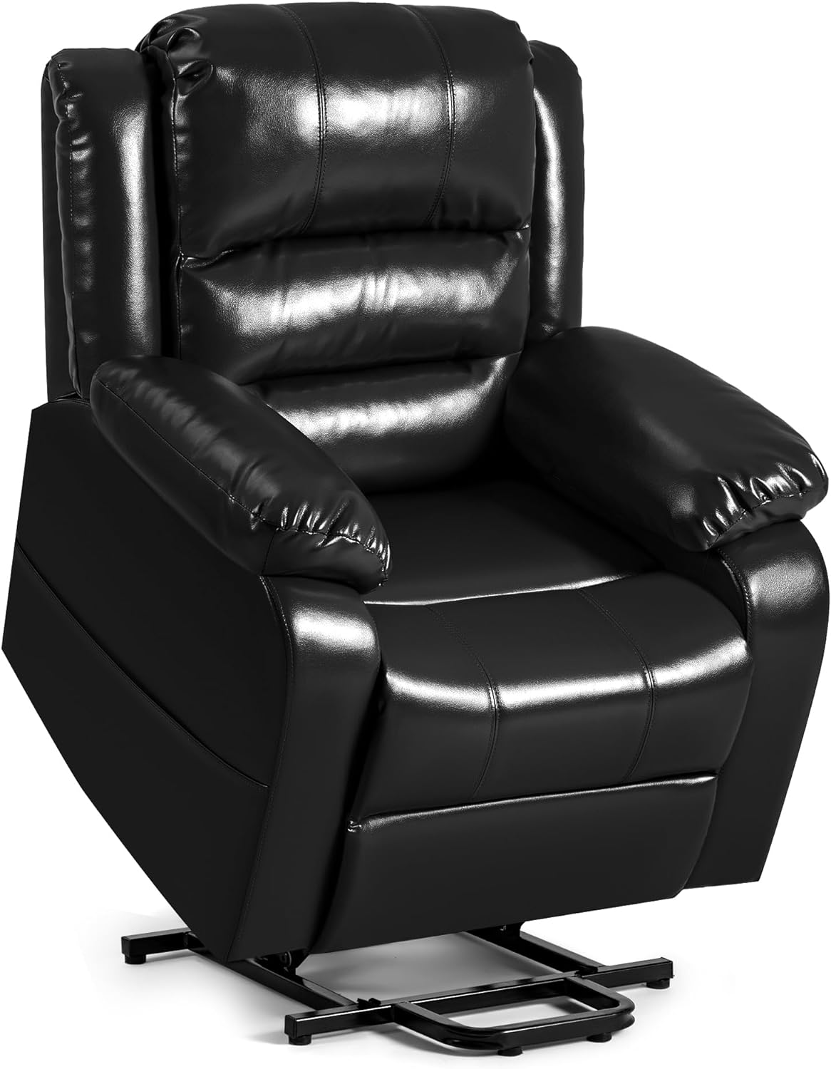 JUMMICO Power Lift Recliner Chair PU Leather Reclining Sofa with Lumbar Support for Elderly Ergonomic Lounge Padded Armchair Home Theater Seat with Remote Control for Living Room (Black)