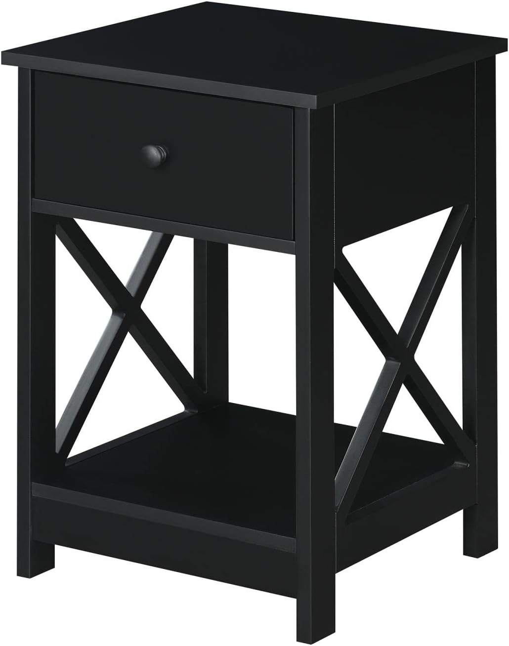 Convenience Concepts Oxford 1-Drawer End Table with Shelf, 15.75 in x 15.75 in x 24 in, Black