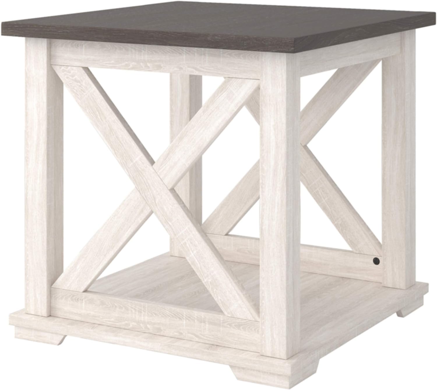 Signature Design by Ashley Dorrinson Square Modern Farmhouse End Table, Two Tone White & Brown