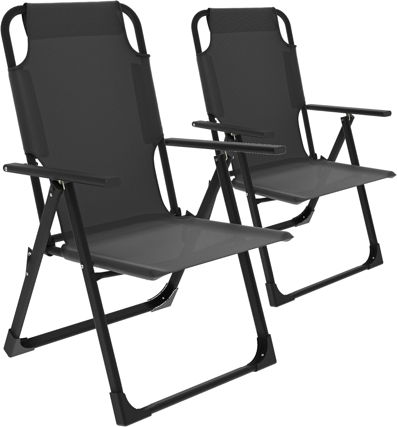 UDPATIO Outdoor Dining Chairs Set of 2, Heavy Duty Adjustable Recliner, Folding Chairs for Outdoor Camping Garden, Support 300LB